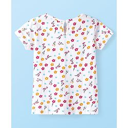 Babyhug Cotton Woven Frock & Half Sleeves Inner Tee With Floral Print & Embroidery - Yellow & White