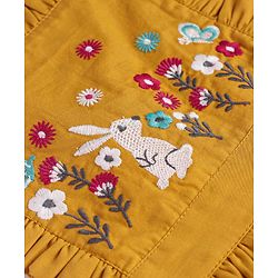 Babyhug Cotton Woven Frock & Half Sleeves Inner Tee With Floral Print & Embroidery - Yellow & White