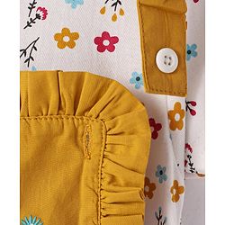 Babyhug Cotton Woven Frock & Half Sleeves Inner Tee With Floral Print & Embroidery - Yellow & White