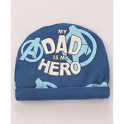 Babyhug Marvel Interlock Knit Cap Mittens & Booties Set with Avengers Graphics Blue - Diameter 12 Cm