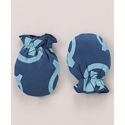 Babyhug Marvel Interlock Knit Cap Mittens & Booties Set with Avengers Graphics Blue - Diameter 12 Cm