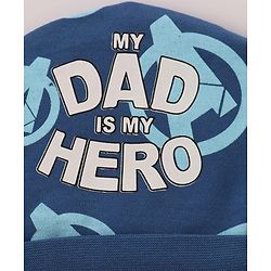 Babyhug Marvel Interlock Knit Cap Mittens & Booties Set with Avengers Graphics Blue - Diameter 12 Cm