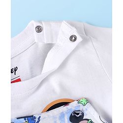 Babyhug Disney Single Jersey Knit Dungaree and Half Sleeves T-Shirt Set Mickey Mouse Graphics - White