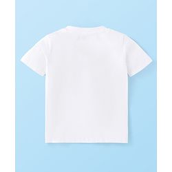 Babyhug Disney Single Jersey Knit Dungaree and Half Sleeves T-Shirt Set Mickey Mouse Graphics - White