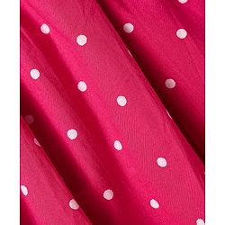 Babyhug Cotton Woven Half Puffed Sleeves Frock With Polka Dot Print & Bow Applique - Dark Pink