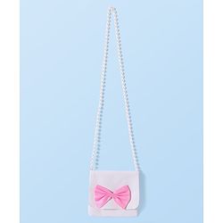 Babyhug Cotton Woven Full Sleeves Checkered Frock with Sling Bag & Bow Applique - Pink