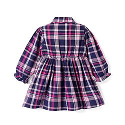 Babyhug Cotton Woven Full Sleeves Checks Frock With Attached Shrug & Headband - Pink & Navy Blue