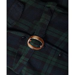Babyhug Cotton Woven Full Sleeves Checkered Winter Frock with Sleeveless Inner T-Shirt - Dark Green