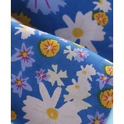 Babyhug Cotton Woven Half Puffed Sleeves Frock With Floral Print & Bloomer - Blue & White