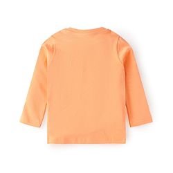 Babyhug Cotton Knit Full Sleeves Night Suit with Checkered & Bear Print - Orange