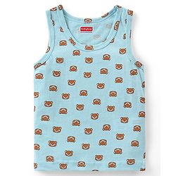 Babyhug 100% Cotton Sleeveless Sandos With Teddy Bear & Star Print Pack Of 5 - Blue & Yellow