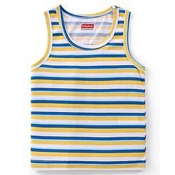 Babyhug 100% Cotton Sleeveless Sandos With Teddy Bear & Star Print Pack Of 5 - Blue & Yellow