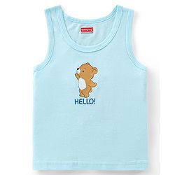 Babyhug 100% Cotton Sleeveless Sandos With Teddy Bear & Star Print Pack Of 5 - Blue & Yellow