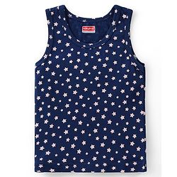 Babyhug 100% Cotton Sleeveless Sandos With Teddy Bear & Star Print Pack Of 5 - Blue & Yellow