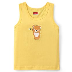 Babyhug 100% Cotton Sleeveless Sandos With Teddy Bear & Star Print Pack Of 5 - Blue & Yellow