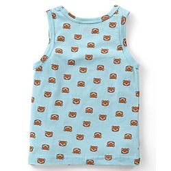 Babyhug 100% Cotton Sleeveless Sandos With Teddy Bear & Star Print Pack Of 5 - Blue & Yellow