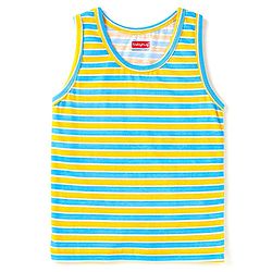 Babyhug 100% Cotton Knit Sleeveless Sando with Stripes Panda & Star Print Pack of 5 - Blue Green & Yellow
