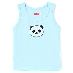 Babyhug 100% Cotton Knit Sleeveless Sando with Stripes Panda & Star Print Pack of 5 - Blue Green & Yellow