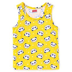 Babyhug 100% Cotton Knit Sleeveless Sando with Stripes Panda & Star Print Pack of 5 - Blue Green & Yellow