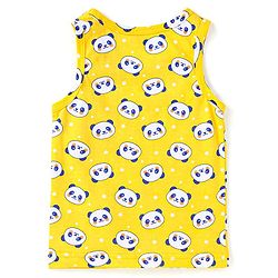 Babyhug 100% Cotton Knit Sleeveless Sando with Stripes Panda & Star Print Pack of 5 - Blue Green & Yellow