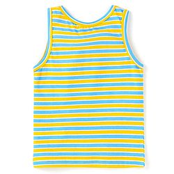 Babyhug 100% Cotton Knit Sleeveless Sando with Stripes Panda & Star Print Pack of 5 - Blue Green & Yellow