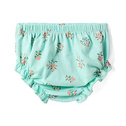 Babyhug Single Jersey Knit Half Sleeves Floral Printed Frock with Bloomer & Bow Applique - Turquoise