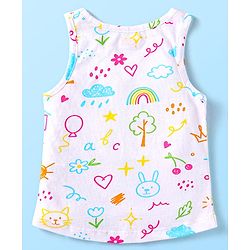 Babyhug 100% Cotton Sleeveless Bunny Printed Sando & Shorts Set - Yellow & White