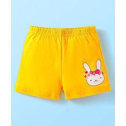Babyhug 100% Cotton Sleeveless Bunny Printed Sando & Shorts Set - Yellow & White