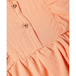 Babyhg Cotton Knit Frill Sleeves Frock With Bloomer & Head Band with Cut out Detailing - Orange