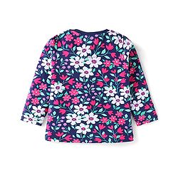 Babyhug Cotton Knit Full Sleeves Floral Printed Night Suit - Navy Blue