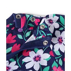 Babyhug Cotton Knit Full Sleeves Floral Printed Night Suit - Navy Blue