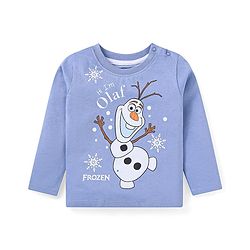 Babyhug Disney Single Jersey Knit Full Sleeves Night Suit With Olaf Graphics - Royal Blue