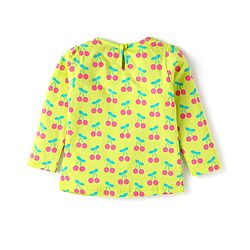 Babyhug Cotton Knit Full Sleeves Cherry Printed Night Suit - Limegreen