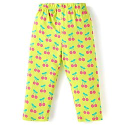 Babyhug Cotton Knit Full Sleeves Cherry Printed Night Suit - Limegreen