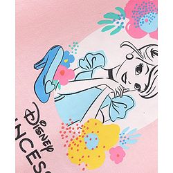 Babyhug Disney Single Jersey Knit Full Sleeves Night Suit with Disney Princess Print - Pink