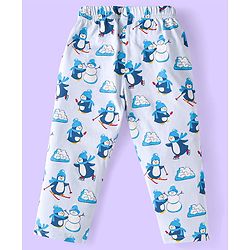Babyhug Cotton Knit Full Sleeves Penguin Printed Night Suit - Light Blue