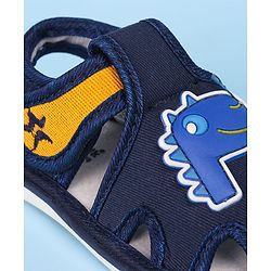 Cute Walk by Babyhug Velcro Closure Sandals with Dino Applique - Navy Blue
