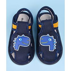 Cute Walk by Babyhug Velcro Closure Sandals with Dino Applique - Navy Blue