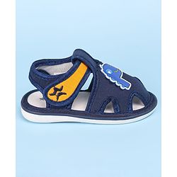 Cute Walk by Babyhug Velcro Closure Sandals with Dino Applique - Navy Blue