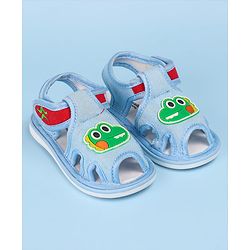 Cute Walk by Babyhug Velcro Closure Sandals with Dino Applique - Light Blue