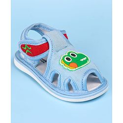 Cute Walk by Babyhug Velcro Closure Sandals with Dino Applique - Light Blue