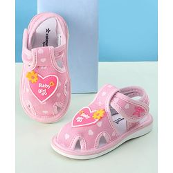 Cute Walk by Babyhug Sandals with Heart Applique & Velcro Closure - Pink