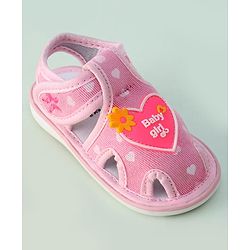 Cute Walk by Babyhug Sandals with Heart Applique & Velcro Closure - Pink