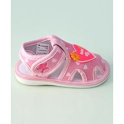 Cute Walk by Babyhug Sandals with Heart Applique & Velcro Closure - Pink