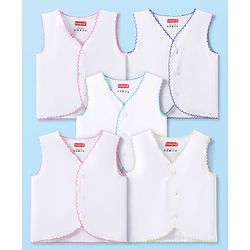 Babyhug 100% Cotton Woven Solid Color Jhablas Pack of 5 - White