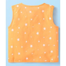 Babyhug 100% Cotton Woven Sleeveless Jhablas with Stripes & Vehicle Print Pack of 3 - Orange & White