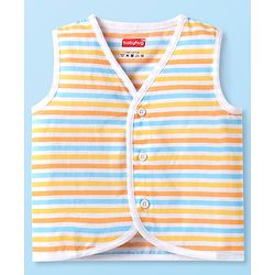 Babyhug 100% Cotton Woven Sleeveless Jhablas with Stripes & Vehicle Print Pack of 3 - Orange & White