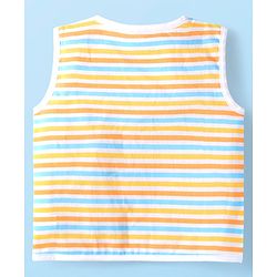 Babyhug 100% Cotton Woven Sleeveless Jhablas with Stripes & Vehicle Print Pack of 3 - Orange & White
