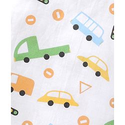 Babyhug 100% Cotton Woven Sleeveless Jhablas with Stripes & Vehicle Print Pack of 3 - Orange & White