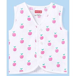 Babyhug 100% Cotton Woven Sleeveless Polka Dots & Apple Printed Front Open Jhablas Pack of 3 - White Yellow & Pink